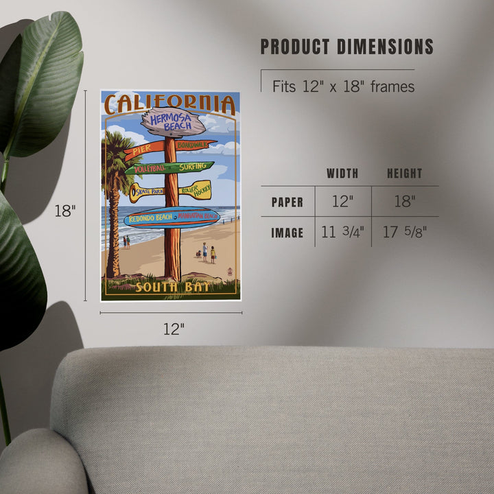 Hermosa Beach, California, Destinations Sign, Art & Giclee Prints Art Lantern Press 