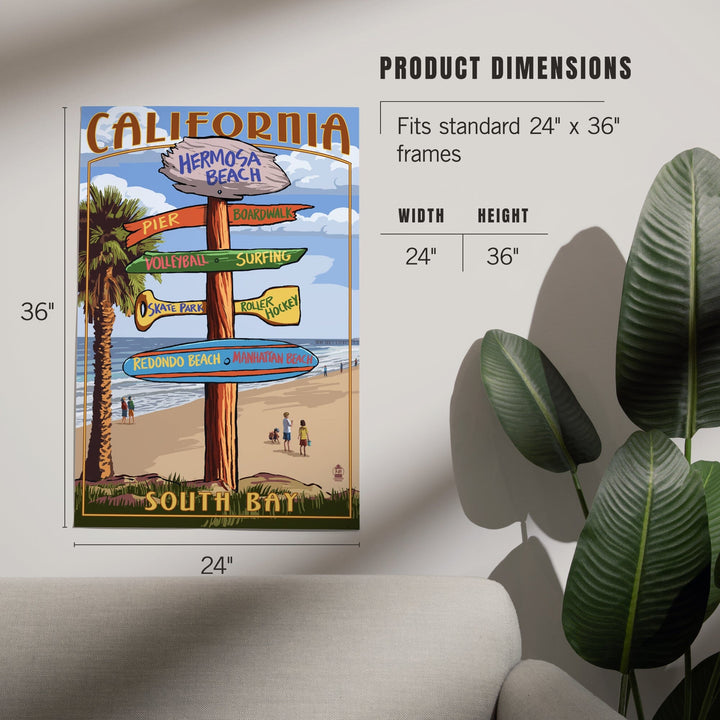 Hermosa Beach, California, Destinations Sign, Art & Giclee Prints Art Lantern Press 