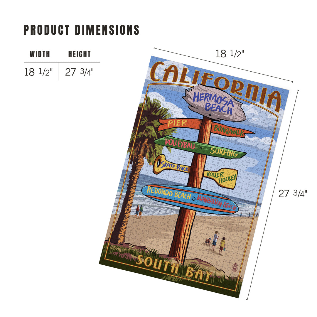 Hermosa Beach, California, Destinations Sign, Jigsaw Puzzle Puzzle Lantern Press 