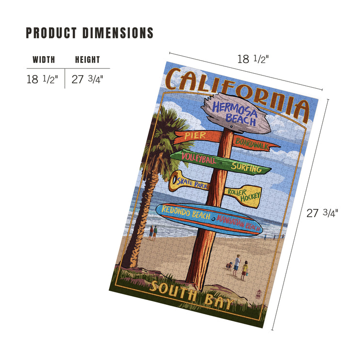 Hermosa Beach, California, Destinations Sign, Jigsaw Puzzle Puzzle Lantern Press 