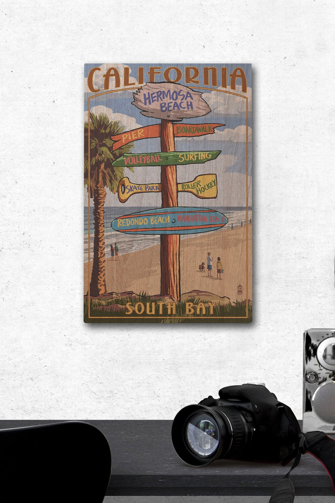 Hermosa Beach, California, Destinations Sign, Lantern Press Artwork, Wood Signs and Postcards Wood Lantern Press 12 x 18 Wood Gallery Print 