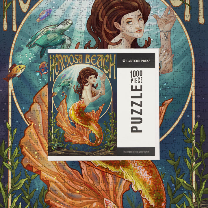 Hermosa Beach, California, Mermaid, Jigsaw Puzzle Puzzle Lantern Press 