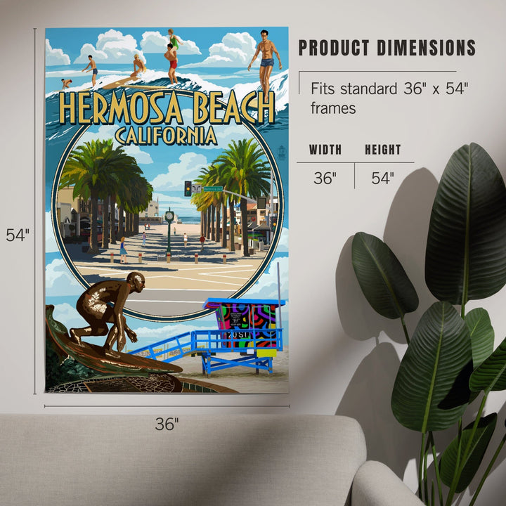 Hermosa Beach, California, Montage Scenes, Art & Giclee Prints Art Lantern Press 