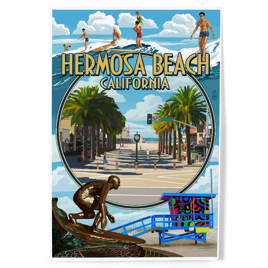 Hermosa Beach, California, Montage Scenes, Art & Giclee Prints Art Lantern Press 
