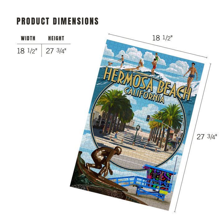 Hermosa Beach, California, Montage Scenes, Jigsaw Puzzle Puzzle Lantern Press 