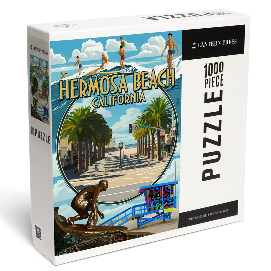 Hermosa Beach, California, Montage Scenes, Jigsaw Puzzle Puzzle Lantern Press 