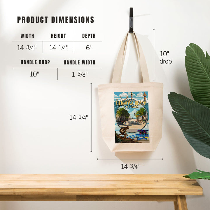 Hermosa Beach, California, Montage Scenes, Tote Bag Totes Lantern Press 