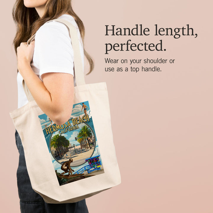 Hermosa Beach, California, Montage Scenes, Tote Bag Totes Lantern Press 