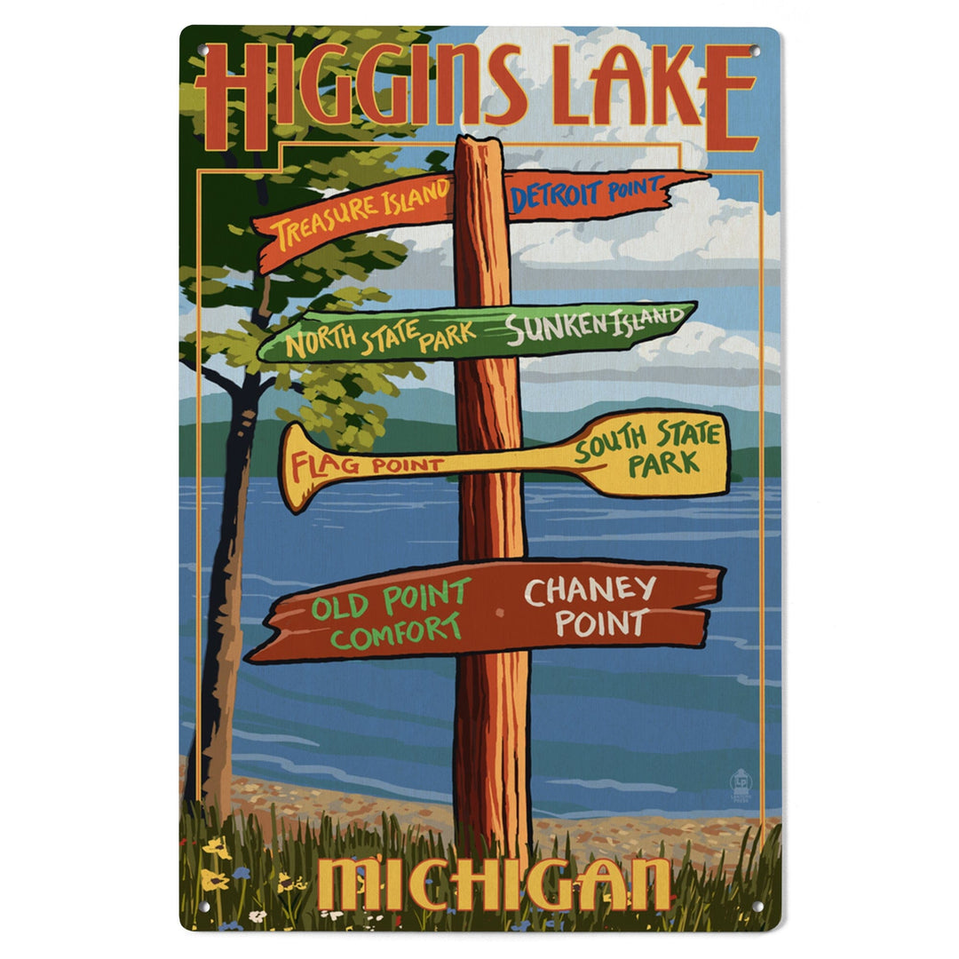 Higgins Lake, Michigan, Destinations Sign, Lantern Press Artwork, Wood Signs and Postcards Wood Lantern Press 