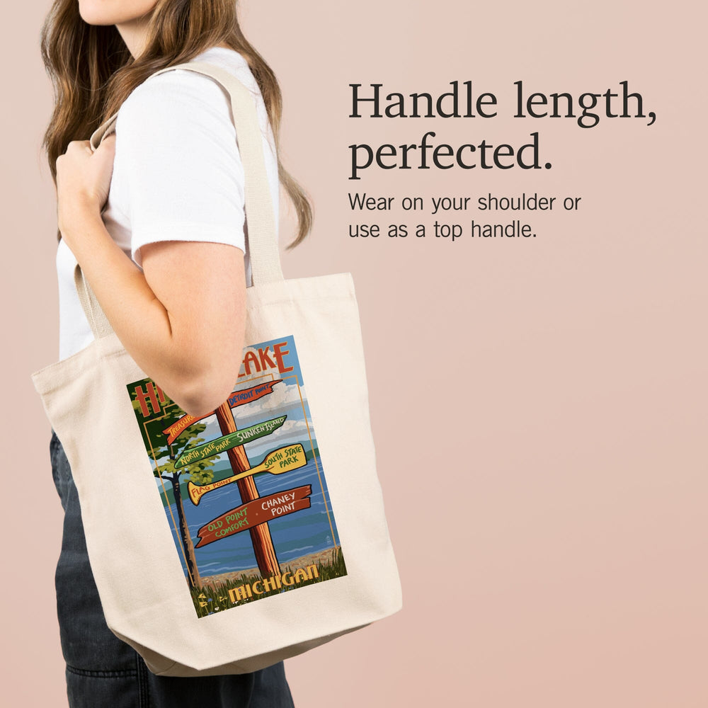 Higgins Lake, Michigan, Destinations Sign, Tote Bag Totes Lantern Press 