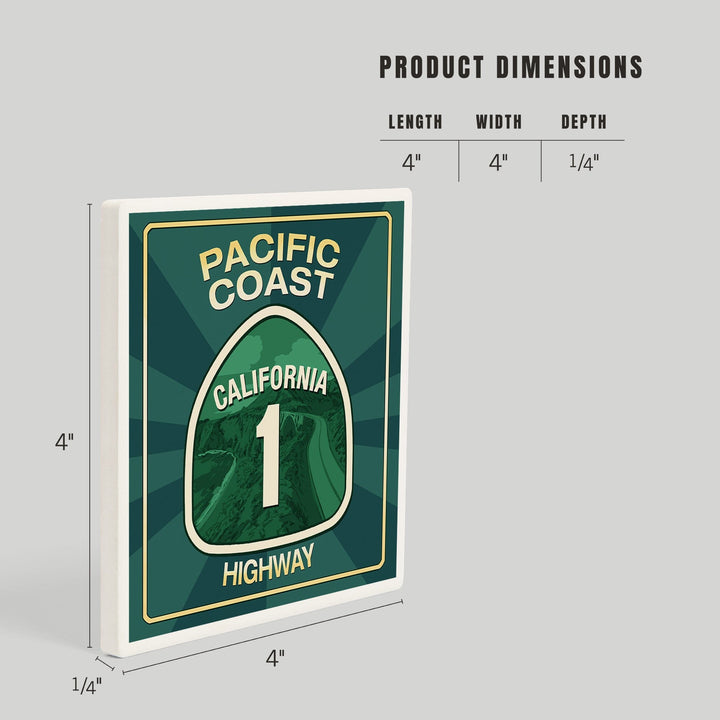 Highway 1, California, Pacific Coast Highway Sign, Coasters Coasters Lantern Press 