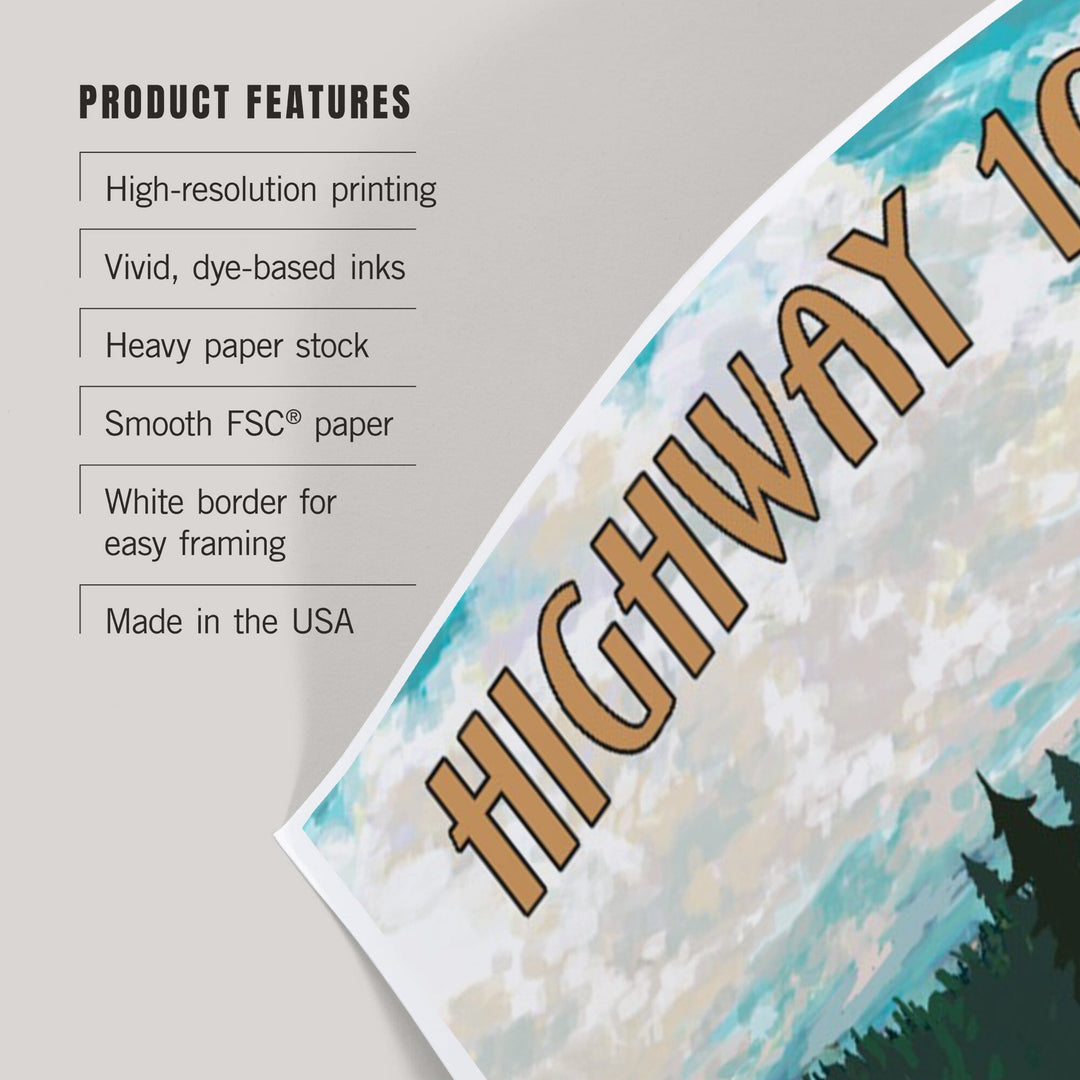 Highway 101, Pacific Coast Scenic Byway, Retro Camper, Art & Giclee Prints Art Lantern Press 