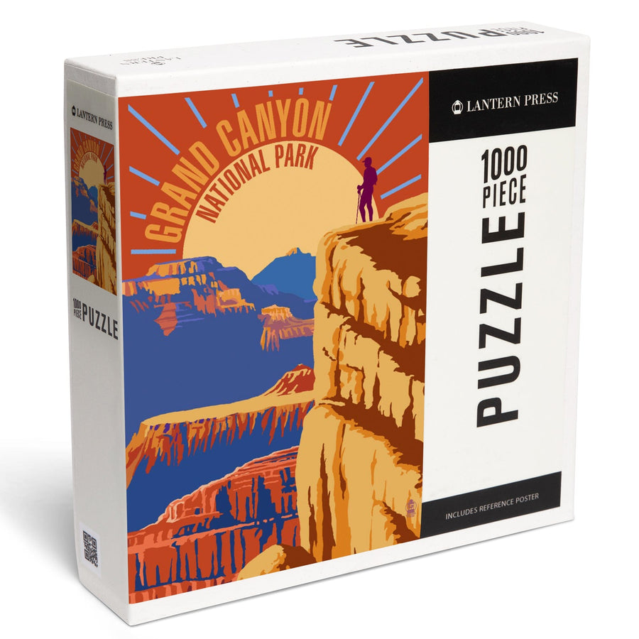 Hiker in Grand Canyon National Park, Psychedelic, Jigsaw Puzzle Puzzle Lantern Press 