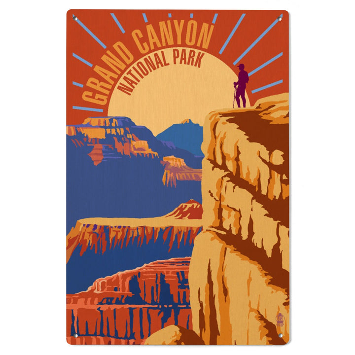 Hiker in Grand Canyon National Park, Psychedelic, Lantern Press Artwork, Wood Signs and Postcards Wood Lantern Press 