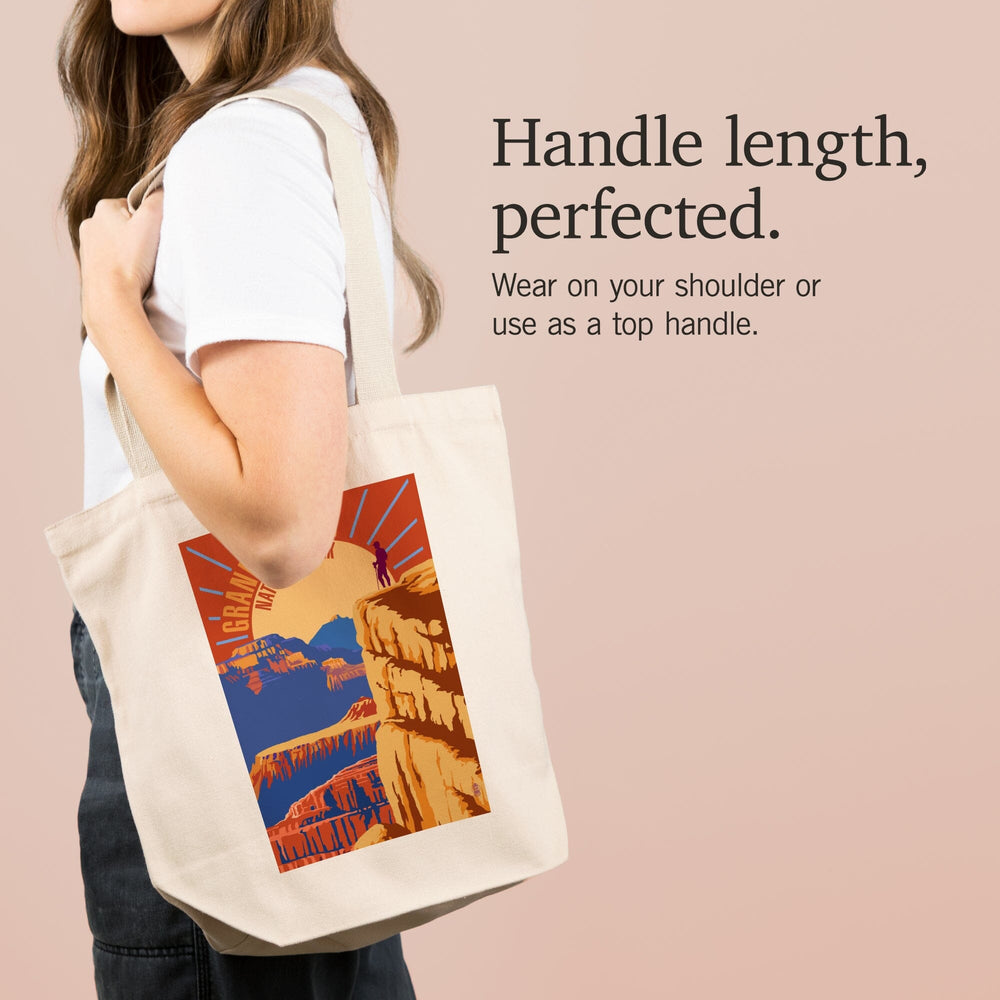 Hiker in Grand Canyon National Park, Psychedelic, Tote Bag Totes Lantern Press 