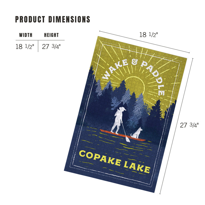 Hillsdale, New York, Copake Lake, Wake and Paddle, Landscape With Trees, Jigsaw Puzzle Puzzle Lantern Press 