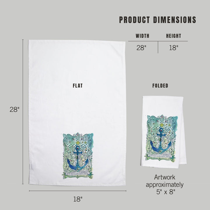 Hilton Head Island, South Carolina, Anchor, Organic Cotton Kitchen Tea Towels Kitchen Lantern Press 