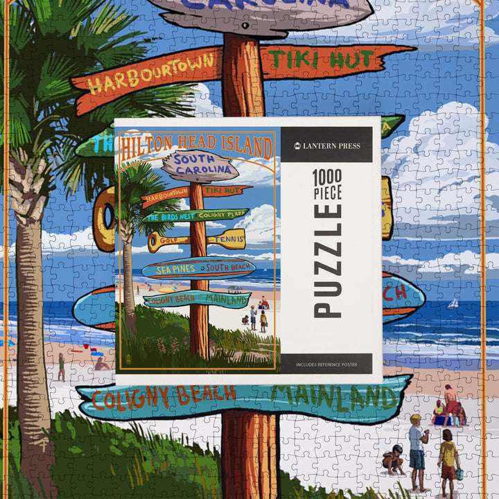 Hilton Head Island, South Carolina, Destinations Sign, Jigsaw Puzzle Puzzle Lantern Press 
