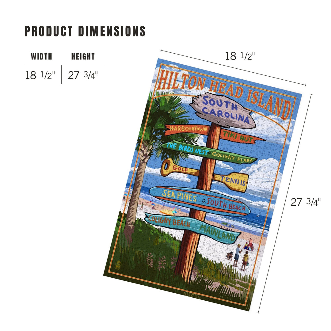 Hilton Head Island, South Carolina, Destinations Sign, Jigsaw Puzzle Puzzle Lantern Press 