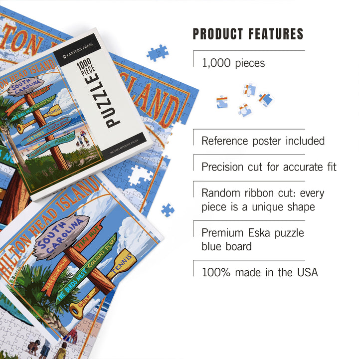 Hilton Head Island, South Carolina, Destinations Sign, Jigsaw Puzzle Puzzle Lantern Press 