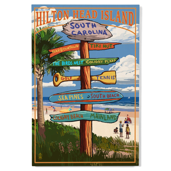 Hilton Head Island, South Carolina, Destinations Sign, Lantern Press Artwork, Wood Signs and Postcards Wood Lantern Press 