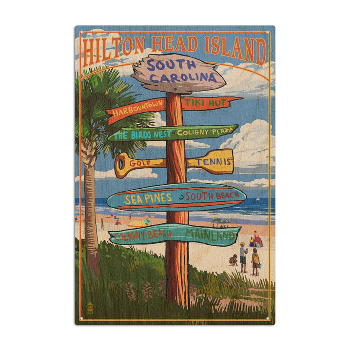 Hilton Head Island, South Carolina, Destinations Sign, Lantern Press Artwork, Wood Signs and Postcards Wood Lantern Press 6x9 Wood Sign 