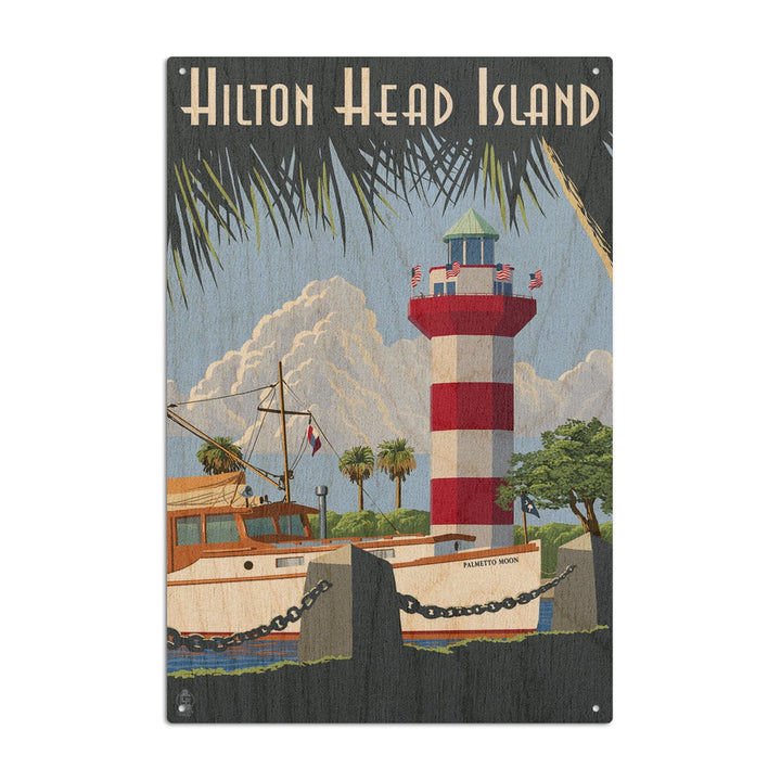 Hilton Head Island, South Carolina, Harbour Town Lighthouse, Lantern Press Artwork, Wood Signs and Postcards Wood Lantern Press 10 x 15 Wood Sign 
