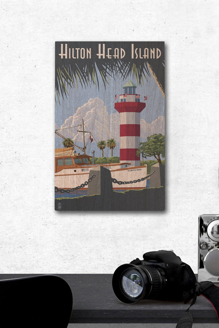 Hilton Head Island, South Carolina, Harbour Town Lighthouse, Lantern Press Artwork, Wood Signs and Postcards Wood Lantern Press 12 x 18 Wood Gallery Print 