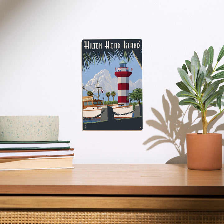 Hilton Head Island, South Carolina, Harbour Town Lighthouse, Lantern Press Artwork, Wood Signs and Postcards Wood Lantern Press 