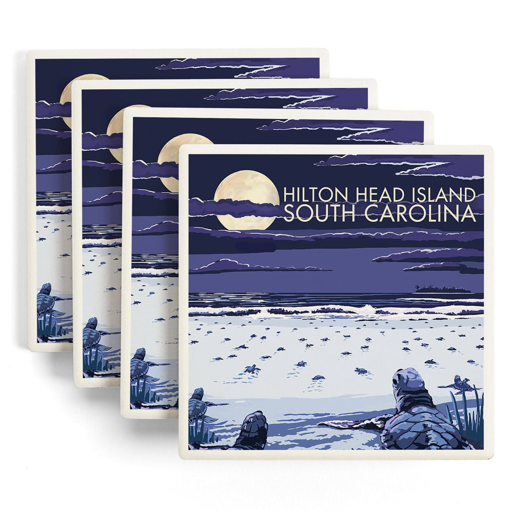 Hilton Head, South Carolina, Baby Turtles Hatching, Coasters Coasters Lantern Press 