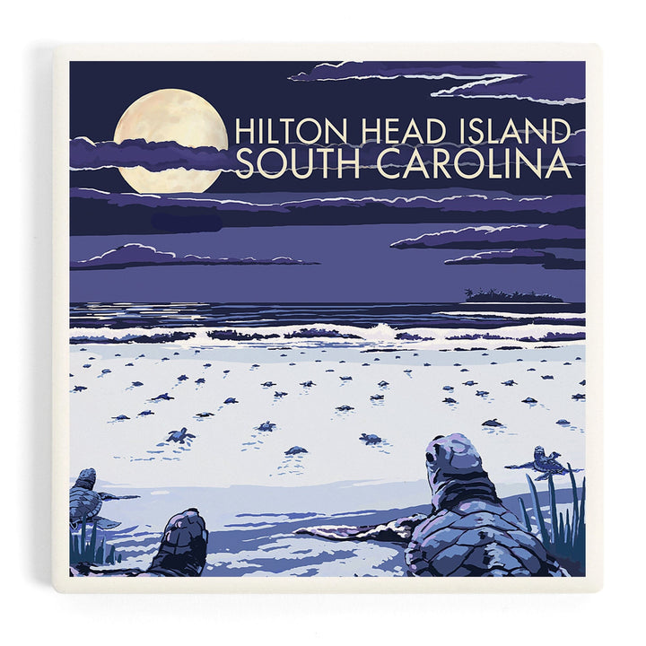 Hilton Head, South Carolina, Baby Turtles Hatching, Coasters Coasters Lantern Press 
