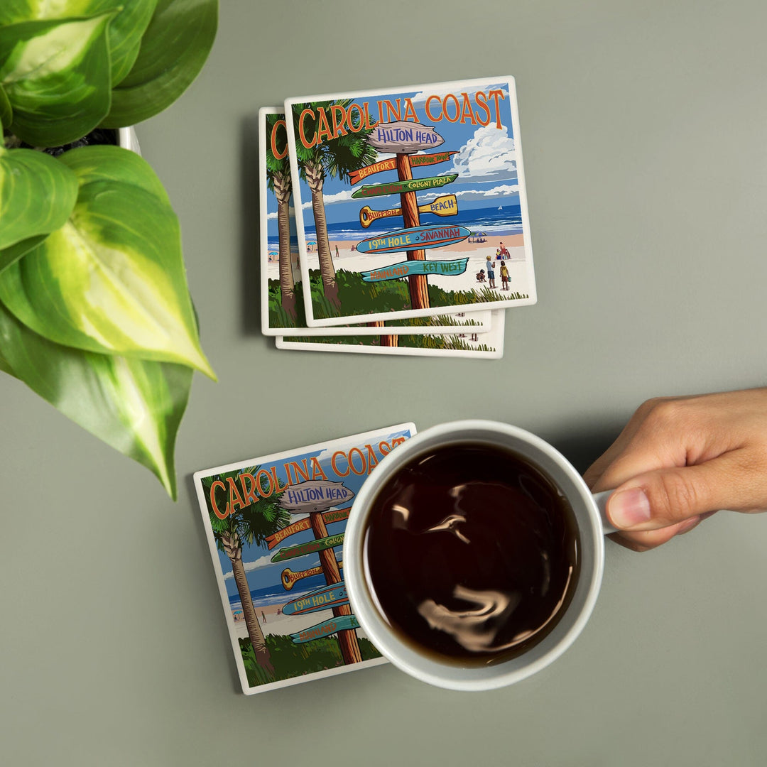 Hilton Head, South Carolina, Destinations Sign, Coasters Coasters Lantern Press 