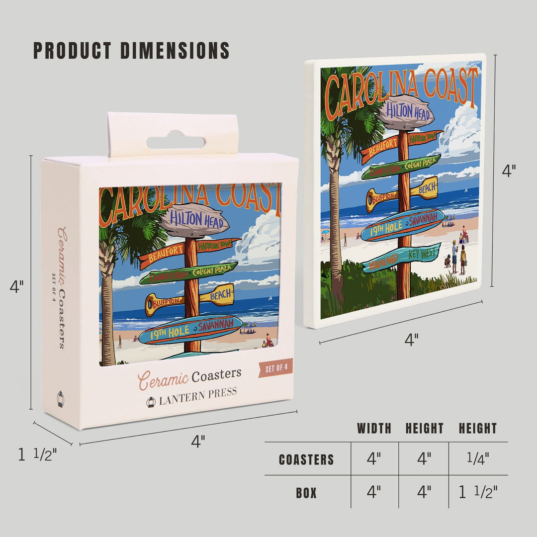 Hilton Head, South Carolina, Destinations Sign, Coasters Coasters Lantern Press 