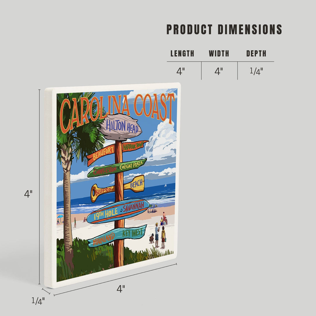 Hilton Head, South Carolina, Destinations Sign, Coasters Coasters Lantern Press 