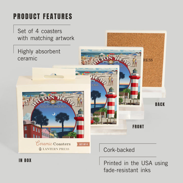 Hilton Head, South Carolina, Montage, Coasters Coasters Lantern Press 