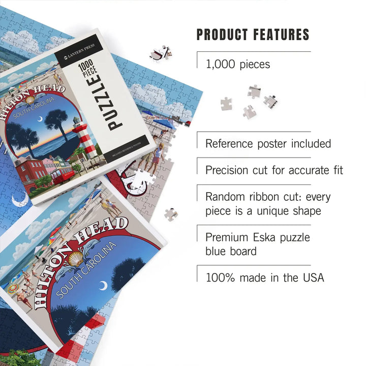 Hilton Head, South Carolina, Montage, Jigsaw Puzzle Puzzle Lantern Press 