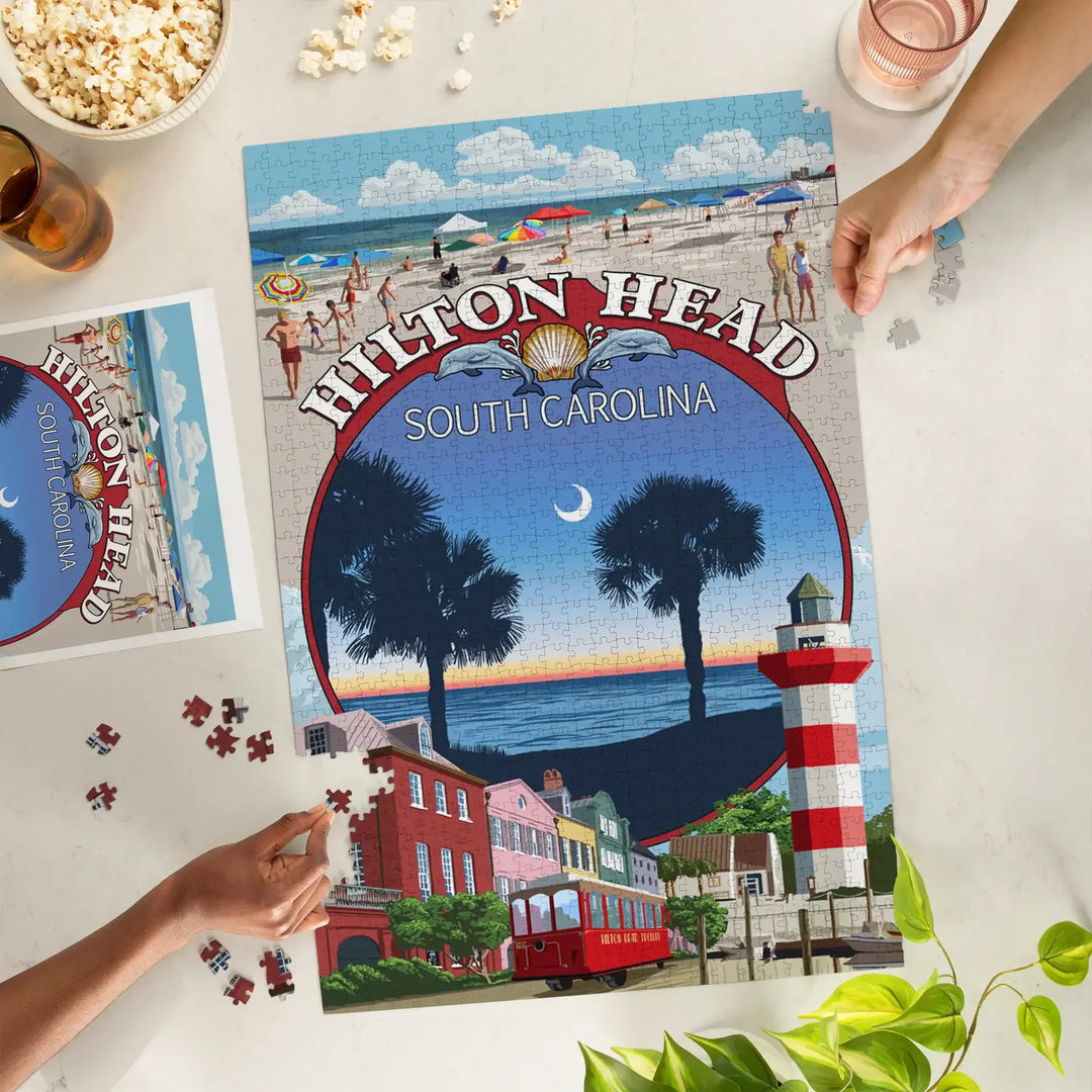 Hilton Head, South Carolina, Montage, Jigsaw Puzzle Puzzle Lantern Press 