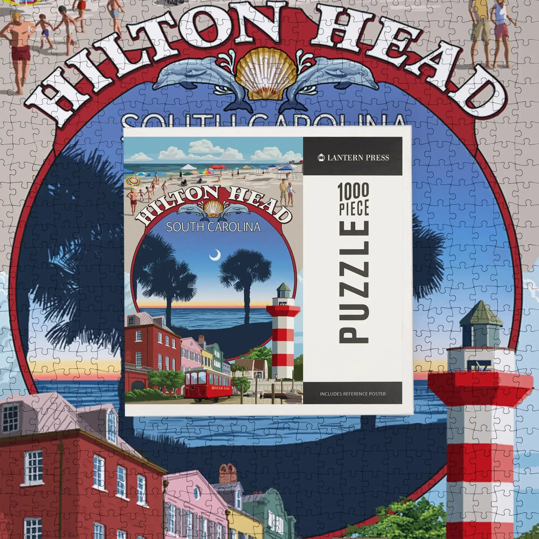 Hilton Head, South Carolina, Montage, Jigsaw Puzzle Puzzle Lantern Press 