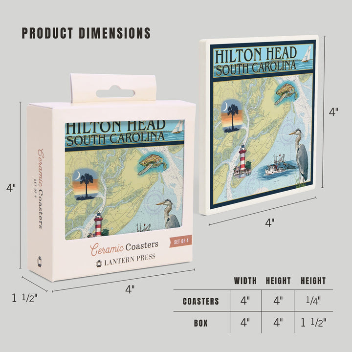 Hilton Head, South Carolina, Nautical Chart, Coasters Coasters Lantern Press 