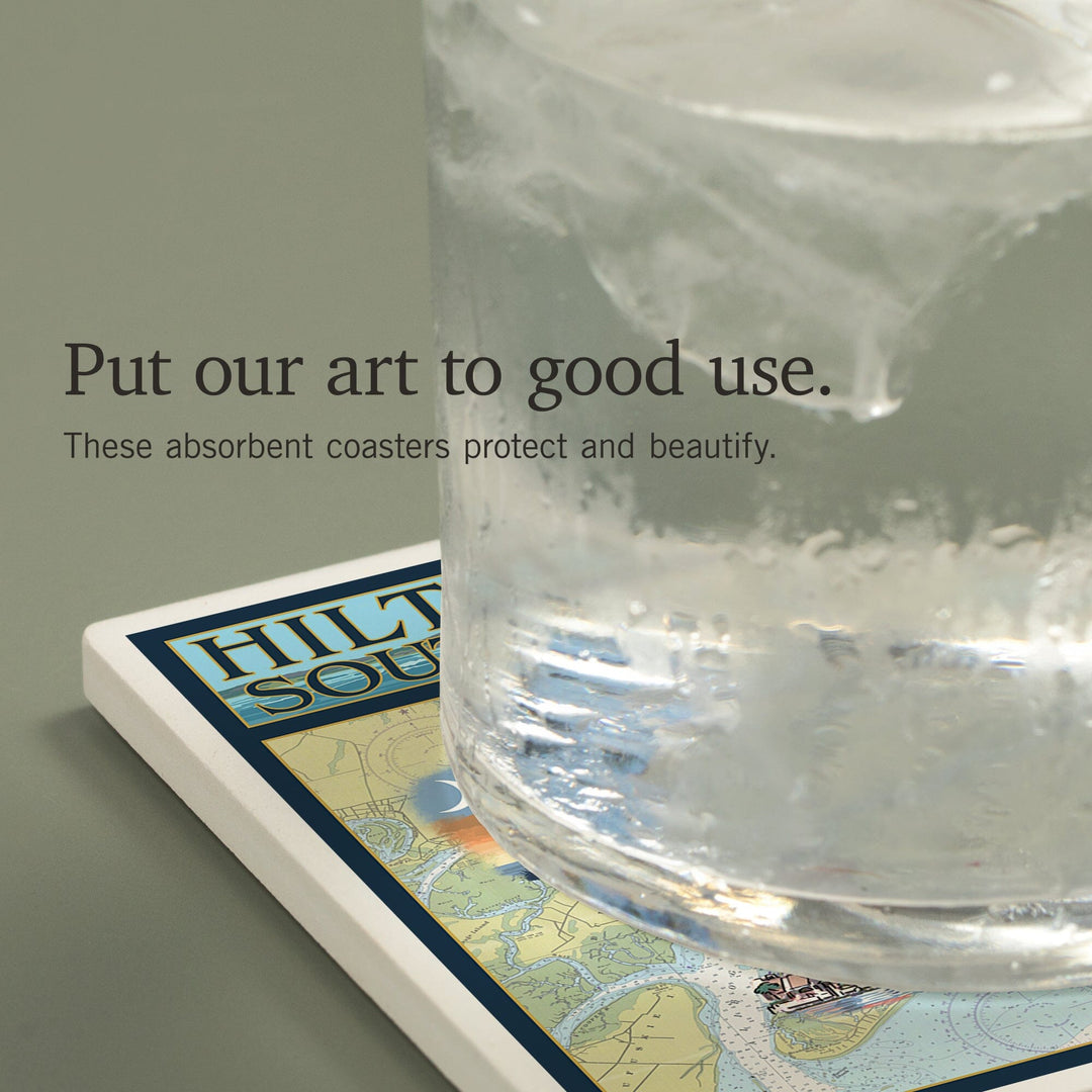 Hilton Head, South Carolina, Nautical Chart, Coasters Coasters Lantern Press 