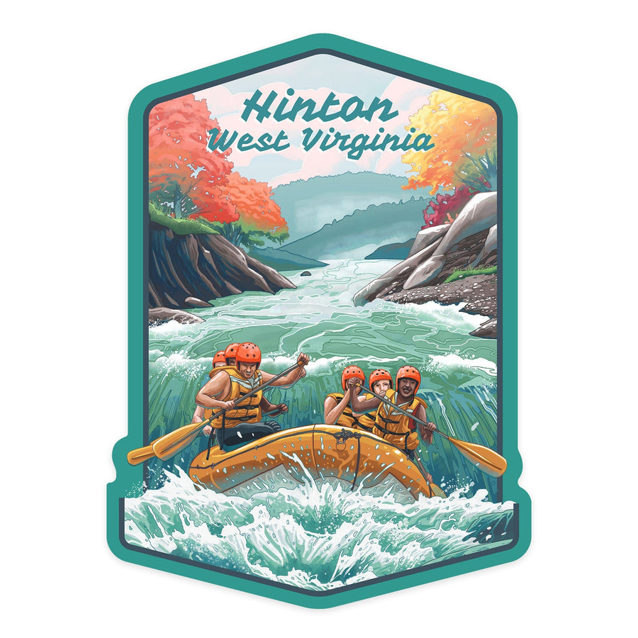Hinton, West Virginia, Seek Adventure, River Rafting, Fall, Contour, Vinyl Sticker Sticker Lantern Press 