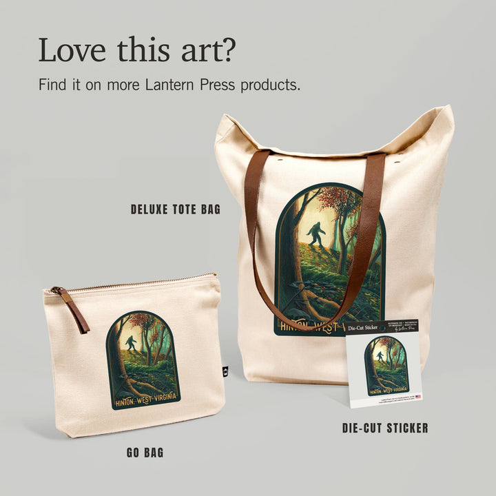 Hinton, West Virginia, Wanderer, Bigfoot in Forest, Contour, Vinyl Sticker Sticker Lantern Press 
