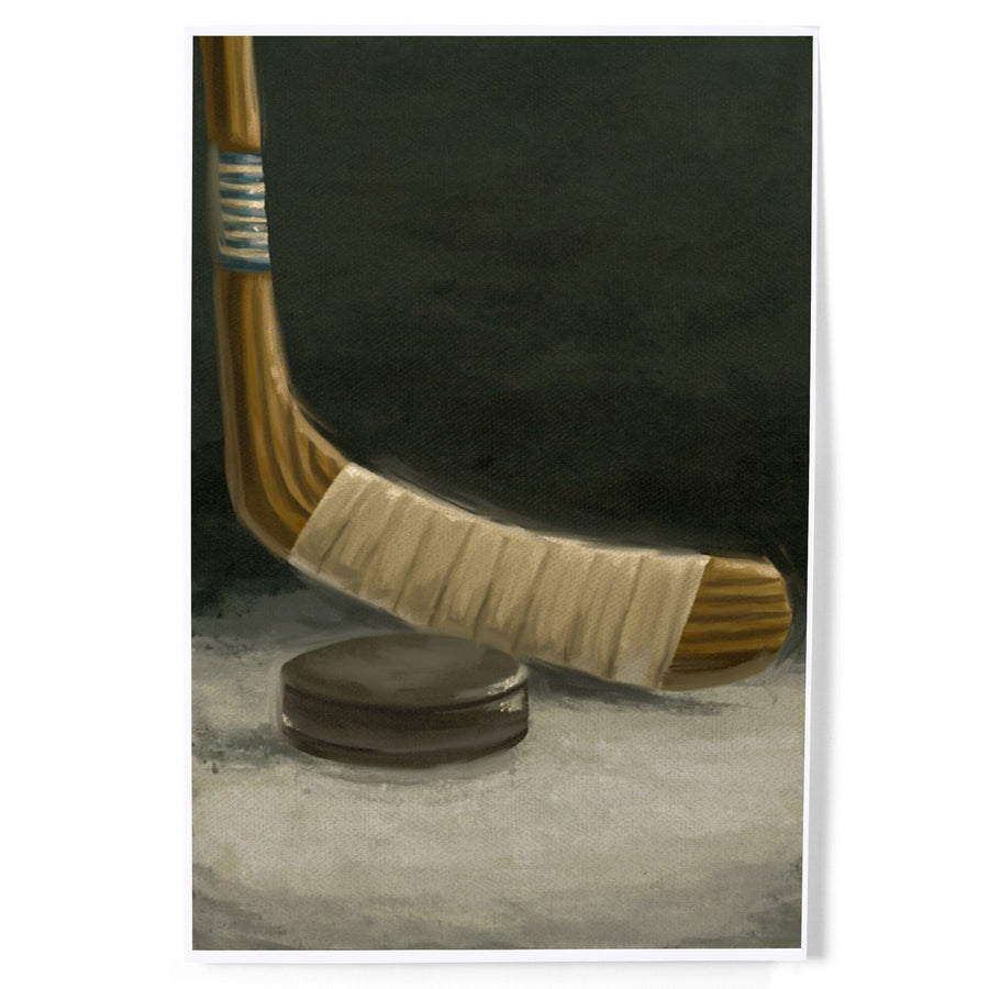 Hockey Stick and Puck, Oil Painting, Art & Giclee Prints Art Lantern Press 