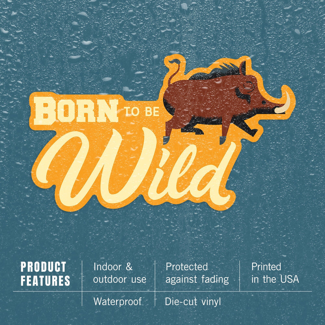 Hog, Born to be Wild, Geometric, Contour, Lantern Press Artwork, Vinyl Sticker - Lantern Press