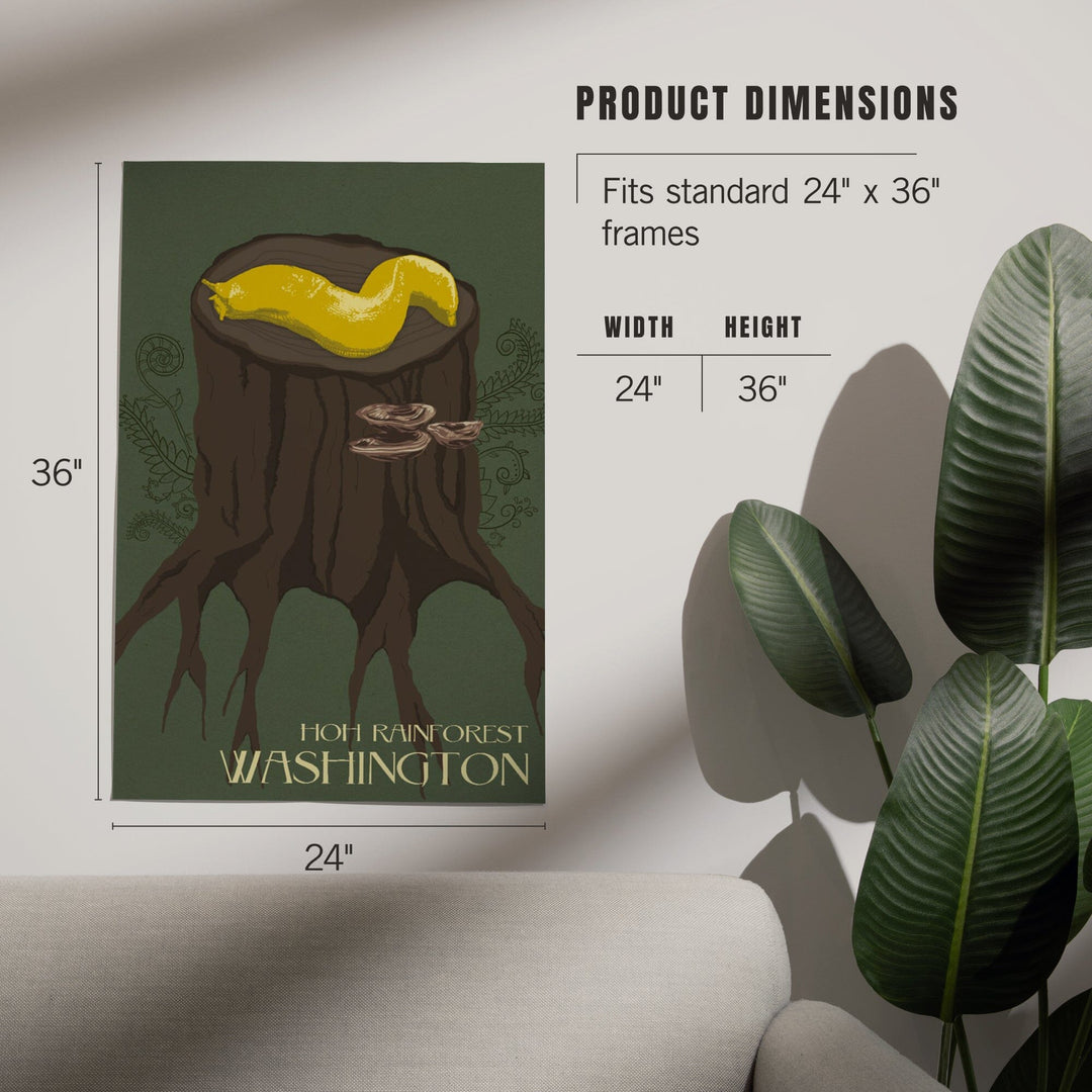 Hoh Rainforest, Washington, Banana Slug, Letterpress, Art & Giclee Prints Art Lantern Press 