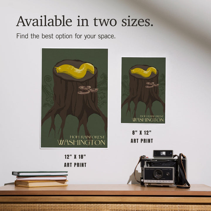 Hoh Rainforest, Washington, Banana Slug, Letterpress, Art & Giclee Prints Art Lantern Press 