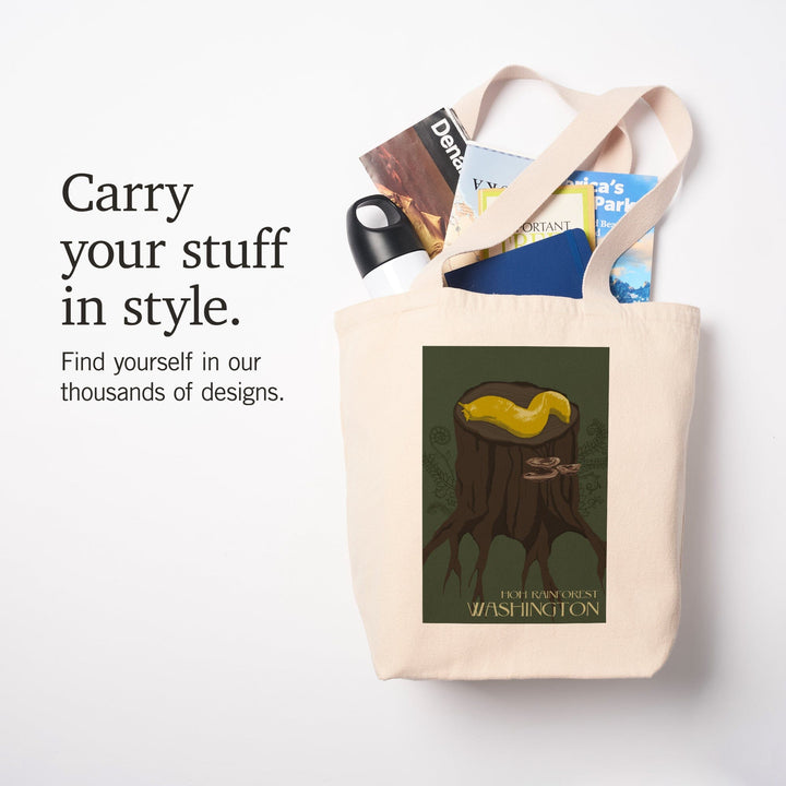 Hoh Rainforest, Washington, Banana Slug, Letterpress, Lantern Press Poster, Tote Bag Totes Lantern Press 