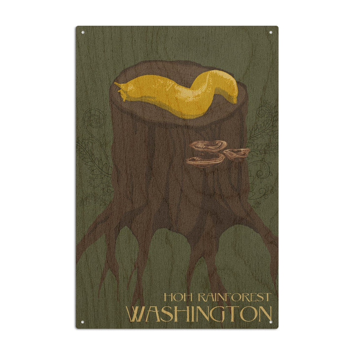 Hoh Rainforest, Washington, Banana Slug, Letterpress, Lantern Press Poster, Wood Signs and Postcards Wood Lantern Press 10 x 15 Wood Sign 