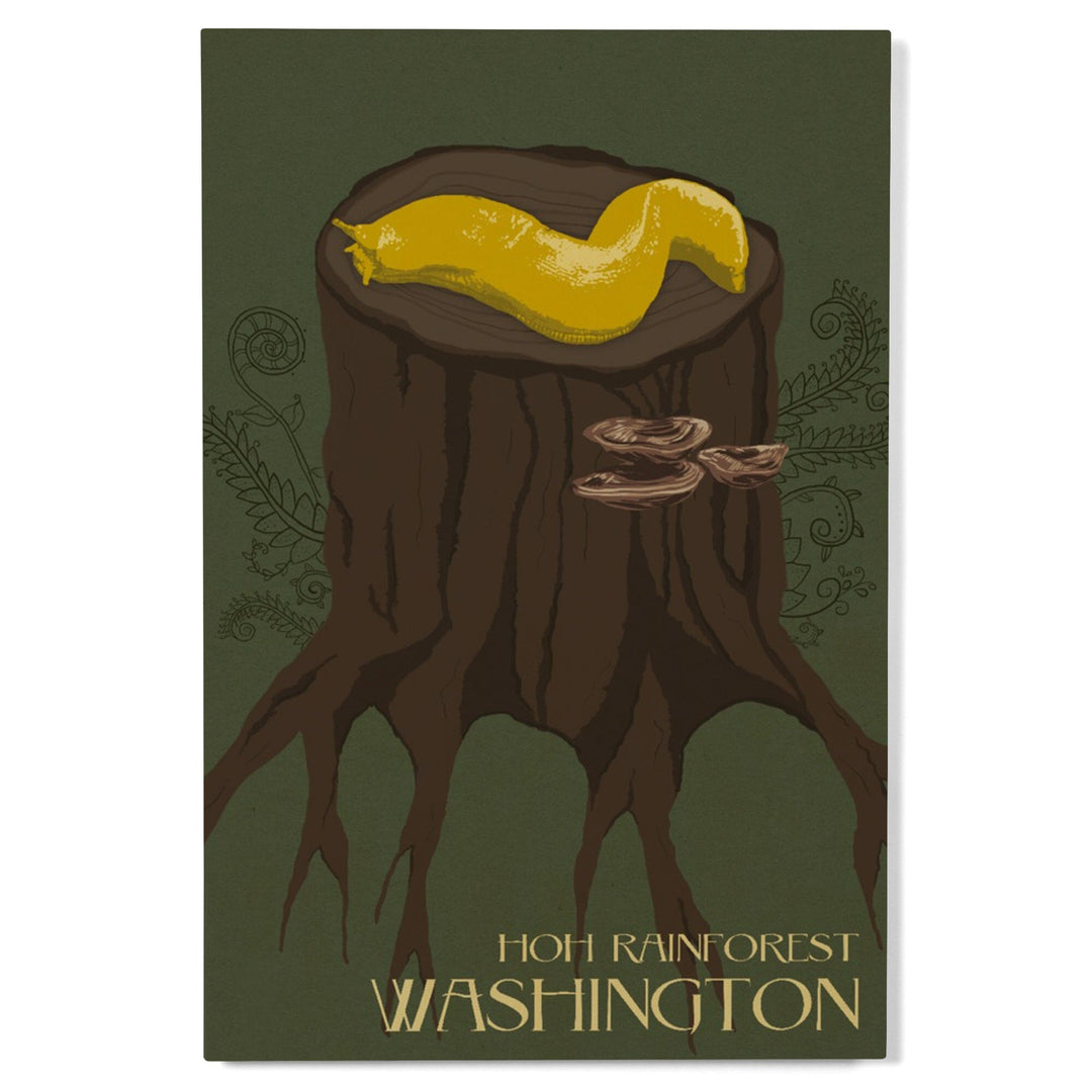 Hoh Rainforest, Washington, Banana Slug, Letterpress, Lantern Press Poster, Wood Signs and Postcards - Lantern Press