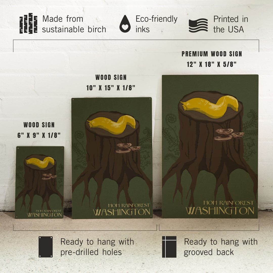 Hoh Rainforest, Washington, Banana Slug, Letterpress, Lantern Press Poster, Wood Signs and Postcards Wood Lantern Press 